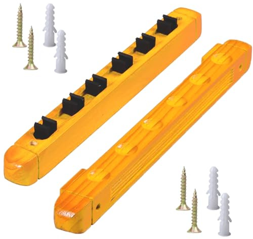 Billard Queue Halterung, Billard Wandhalterung, Snooker Pool Cue Wall Mounted Rack, Billard Queue Halter 6 Billiard Cue, Billard Zubehör für Schulen, Heime, Vereine, (40cm* 4.8cm* 3.5cm) (Gelb)