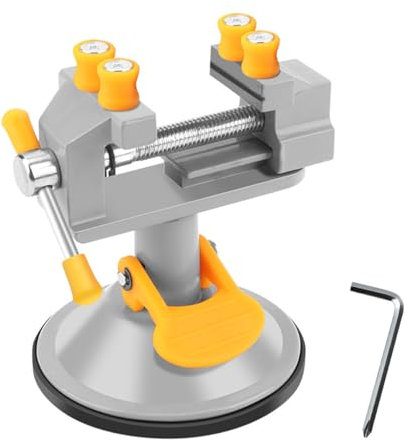 Mini tornillo de banco con ventosa, banco de trabajo pequeño, giratorio 360 grados, tornillo de banco de nogal, herramientas, para joyas, taladro, joyería, reparación de relojes nucleares, plata