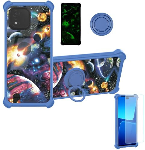 Aroepurt hülle Kompatibel Für Vgo Tel New 26 Hülle Case Handyhülle Schutzhülle Cover [Mit 9H Härte HD Schutzfolie] PC + Silikon Ständer YGL-XQ