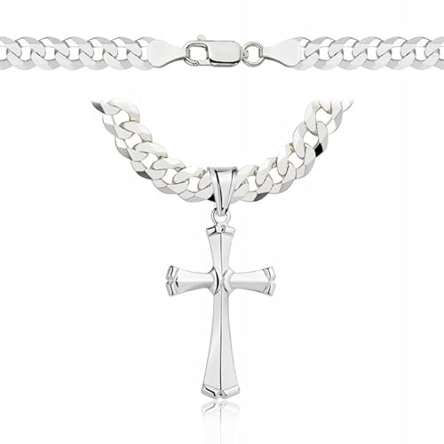 AMAR OPRAVA ketten für herren silber 925 Kreuz Kette herren 55 cm, panzerkette herren 925 silber massive 6,5 mm breite königskette- herren schmuck, italienische Qualität