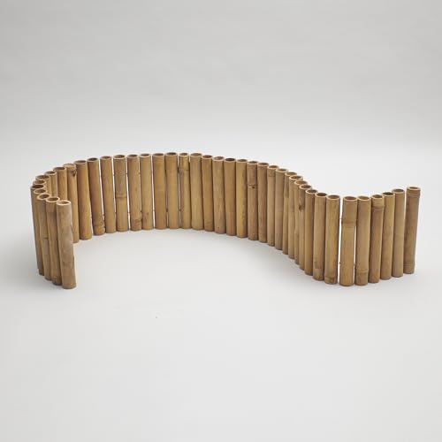Flexible Rasenkante | Bambus | beige | Beetumrandung | Beeteinfassung | Rollborder L: 200cm x H:30cm (2 Stück)