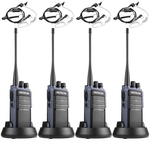 Retevis C64 Walkie Talkies Long Distance, Intelligent Voice-Activated Two Way Radios, 2500mAh, VOX, Noise Reduction, Dualband 2 Way Radio with Headset for Restaurant, Hotels (Black, 4Pcs)