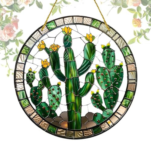 Cactus, colgante de acrílico teñido, adorno decorativo para ventana, decoración de ventana para interiores, decorativo, adorno de ventana, decoración del hogar para luz solar