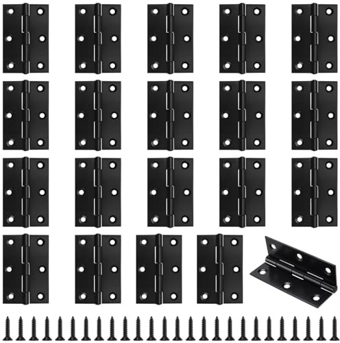CHIHEUNG 20 PCS Door Hinges, 75 mm Black Door Hinges with 120 Screws, 3 Inch Stainless Steel Hinge for Wood Doors, Ball Bearing Hinge for Home Window