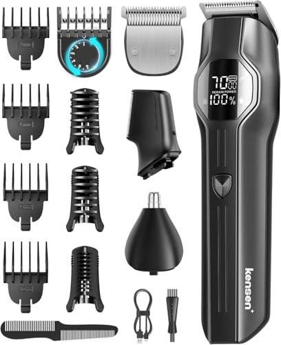 kensen Tondeuse Corps Homme 4-en-1 6000/7000 tr/min Tondeuse Moustache Homme 210 Mins d'Autonomie Tondeuse Barbe、Cheveux、Nez IPX7 Étanche Rasoir Intime USB-C Écran LED Pour De La Tête Aux Pieds