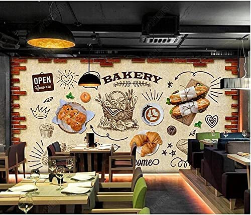IHFMPFKJ Papier Peint Autocollant 3D Motif Boulangerie et Dessert, décoration Murale sur Mesure, pour Salon, Chambre d'enfant, 250 x 175 cm