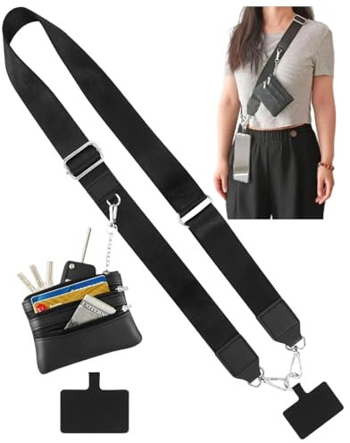azttior 2 in 1 Multifunktional Universal Handykette mit Tasche, Verstellbares Handyband zum Umhängen, Handykette Breit mit Portemonnaie, Abnehmbar Handy Umhängeband, Handygurt für alle Smartphone