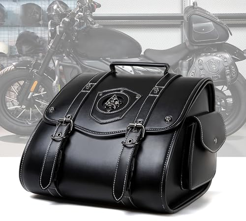 UYTKTN Motorrad Hecktasche für Harley Davidson Fat Bob 1979-2023, Leder Motorrad-Topcase Motorradkoffer Werkzeugkasten, Motorrad Pannier Satteltasche Reisetasche Seitentaschen