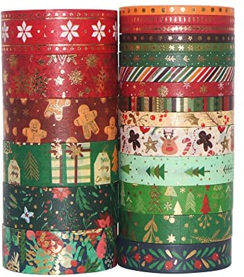 LUMoony Washi Tape 21 Rollen Weihnachts Washi Tape Set Bunt Klebeband Washi Tape Weihnachten Selbstklebendes Klebeband Dekorative Masking Washi Masking Tape Klebeband für DIY Weihnachten Handwerk
