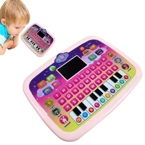 Tablet-Spielzeug für Kinder, Lernspielzeug für Kleinkinder, Laptop, englisches Lernen mit LED-Display, für Vorschulalter und Mädchen von 1 bis 4 Jahren (Rosa/Grün)