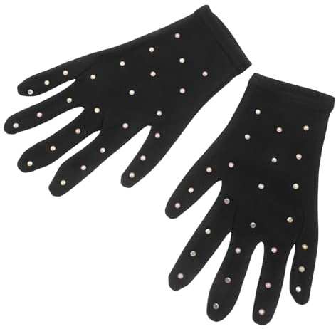 VALICLUD Eiskunstlauf Handschuhe Mädchen Performance Bühnenhandschuhe Atmungsaktiv Party Cosplay Fingerhandschuhe Schwarzm
