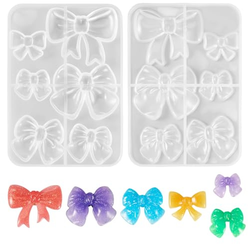 Craftora 2pcs Bowknots Silicone Molds Bow Tie Earring Moulds UV Epoxy Resin Casting Mold for DIY Craft Pendants Jewelry Making Phone Case Decoration