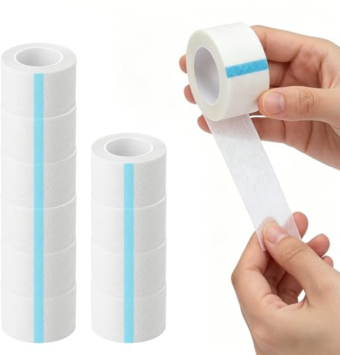 JYYWTSI 10 rullar mikroportejp, 2,5 cm x 9,1 m medicinsk tejp, fixeringsplåster, självhäftande andningsbart förband, mikroporband för sårvård, sport och ögonfransförlängning