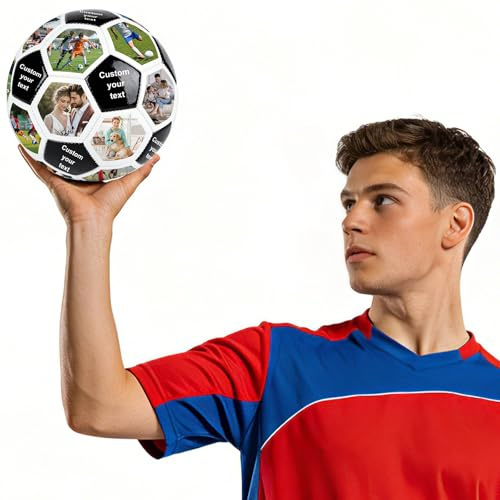 Générique Ballon De Foot Personnalisé avec Photo Et Ou Texte, Ballon Foot Personnalisé Taille 5 pour Souvenirs, Cadeau Unique pour Fan De Football, Papa