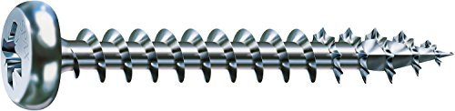 SPAX Universalschraube, 4,5 x 60 mm, 500 Stück, Kreuzschlitz Z2, Halbrundkopf, Vollgewinde, 4CUT, WIROX A3J, blank verzinkt, 0231010450605