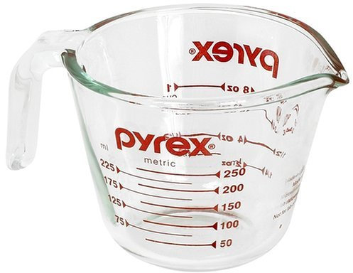 Pyrex Prepware 1-Cup Measuring Cup, Clear with Red Measurements Set of 2 (1 Qt and 1 Cup size) by Pyrex