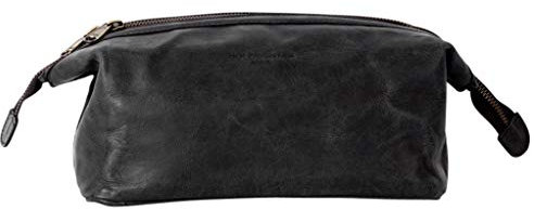 HOLZRICHTER Berlin Kulturbeutel No 5-1 (M) schwarz - Große, hochwertige Kulturtasche handgefertigt aus Premium-Leder…