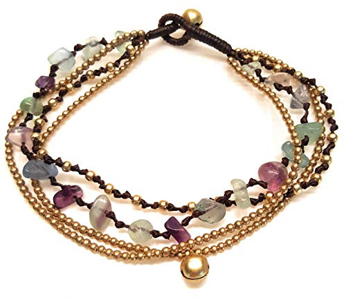 Infinityee888 Bracelet de cheville en fluorure avec clochette faite à la main en laiton avec clochettes Style indien bohème pour femme et adolescente – JA242