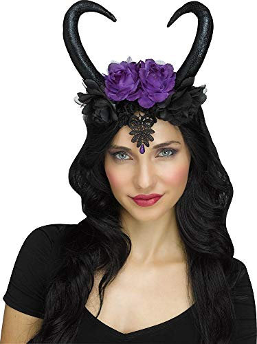 shoperama Forest Fairy Queen Haarreif Hörner Rosen Spitze Wald-Fee Cosplay Fantasy Gothic Haarschmuck Kopfbügel Kostüm-Zubehör