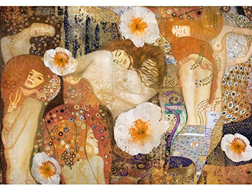 Runa Art Fototapete Gustav Klimt Frau Collage 352 x 250 cm Vlies Tapeten XXL Moderne Wandtapete Wohnzimmer Schlafzimmer Braun 9429011b
