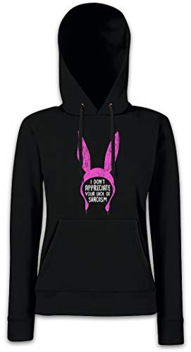 Urban Backwoods Lack of Sarcasm Damen Kapuzenpullover Hoodie Schwarz Größe XS