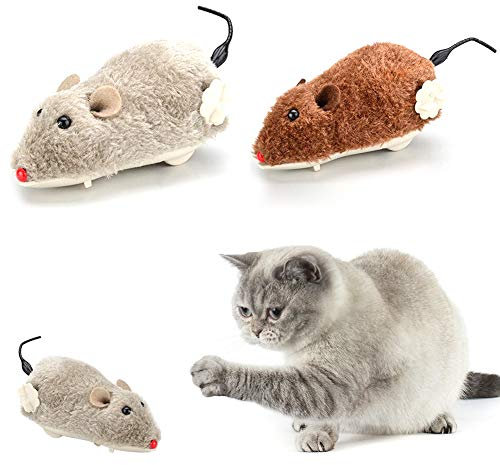 mothcattl Pet Dog Cat Plush Funny Toy Mouse Animal Clockwork Wind Up Running Play Gift Random Color