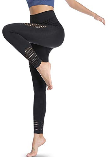 Sportleggins Damen Lang Sport Leggings Push Up High Waist Leggins Sporthose Yoga Hosen Large Schwarz