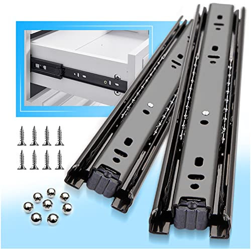 YENUO Full Extension Drawer Runners 250 300 350 400 450 500 550 600mm Ball Bearing Metal Black Slides Rails Track Guide Glides Heavy Duty 45kg 1 Pair (Basic -1 Pair, 10 inch(250mm))