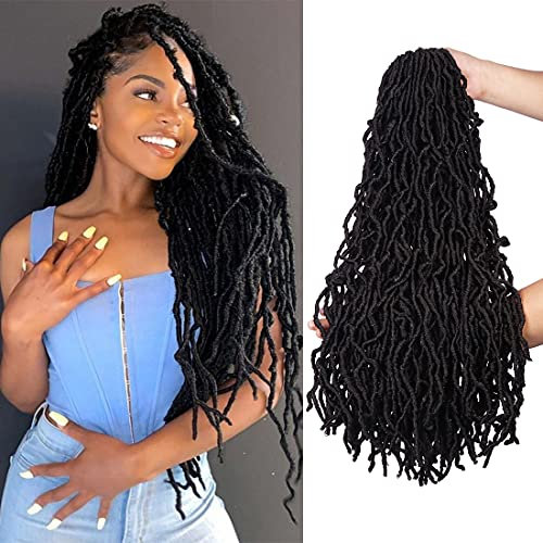 Beyond Beauty,Nu Faux Locs Crochet Hair Pré-bouclés Déesse Locs Crochet Hair Soft Dreadlocks Extensions de cheveux synthétiques 6 Packs/Lot 24 Pouces 18 Brins/Pack(#2)