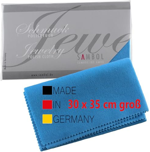SAMBOL Silberputztuch für Schmuck 30x35 cm groß Silbertuch für Schmuck mit Silberputzmittel