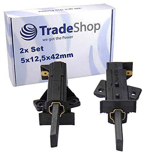 Trade-Shop 2x Motorkohlen 5x12,5x42mm mit Halter L für AEG Lavamat 60563708300 60563708400 60563708500 60563708600 60563708700 60563708800 60563708900