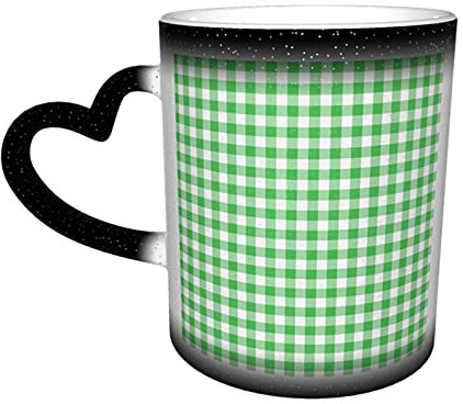 Keramik Tasse grüne Minze und weiße Gingham wärmeempfindliche Farbe ändernde Tasse in den Himmel Kaffeetassen personalisierte Geschenke