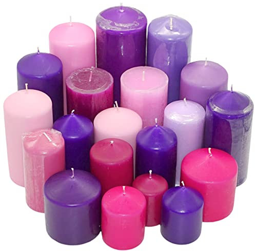 6 kg Witap Stumpenkerzen Qualitätskerzen Set Kerzenpaket Mix gemischt nach Farben (Lila-Rosa-Pink)