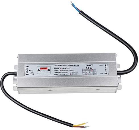 CPROSP LED Netzteil 24V 150W 6,25A, IP67 Wasserdicht, Trafo, 230V Auf DC Transformator, Power, Strip Transformator, LxBxH 225 x 69 x 36 mm