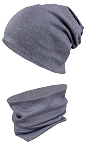 TupTam Mütze und Schal Kinder Set – Weiches Schal Mütze Set Kinder für Herbst und Winter, Farbe: Dunkelgrau, Größe: 52-56