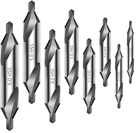 8 Pieces Center Drill Bits Set, M2 High Speed Steel 60-Degree Angle Center Combined Drill Bits Kit Countersink Tools HSS Lathe Mill for Lathe Metalworking Size 1.0 1.5 2.0 2.5 3.0 4.0 5.0 6.0