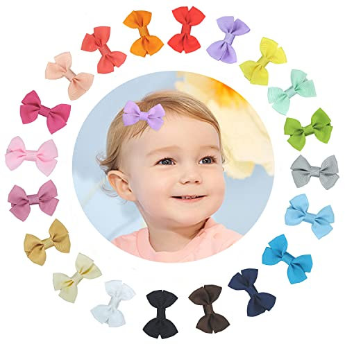 ZOCONE Mollette per Capelli Bambina Fiocco Accessori , 20 PCS Fermagli Grosgrain Nastro Alligatore Clip Antiscivolo Bows Barrette per Neonata Ragazza