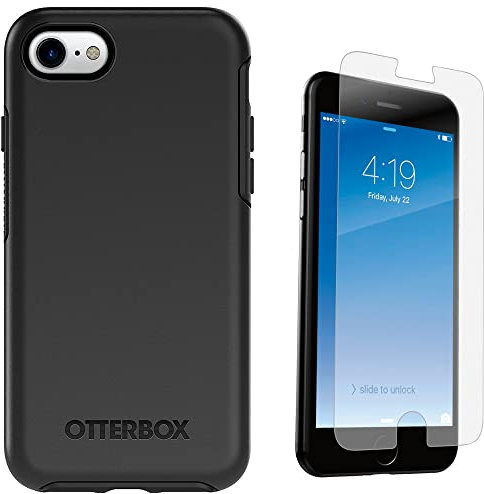 OtterBox Symmetry Series Case for iPhone 8, and iPhone 7 (NOT Plus) with ZAGG Screen Protector, Bundle - Bulk Packaging - Black