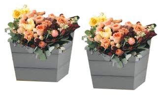 Winawood Maison and Garden Polymer Wood Effect Zero Maintenance Recyclable and Fully Weatherproof Set of 2 Small Planters (32 x 40 x33cm) - Stone Grey