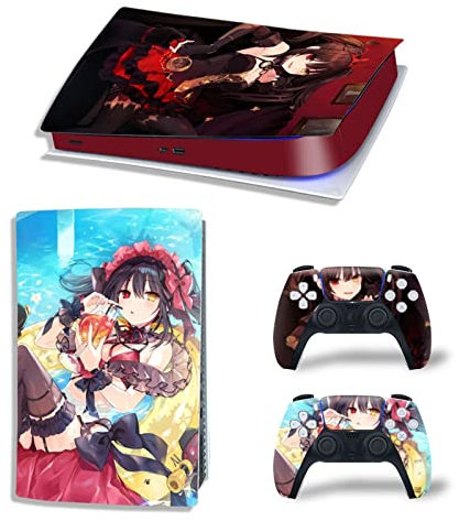 BUCEN Anime Aufkleber Skin Für PS5 Digitale Ausgabe Konsole Und 2 Controller Vinyl Cover Skins Wraps, Blasenfrei, Langlebig, Kratzfest 40155 Anti-Kratzer, Onecolor