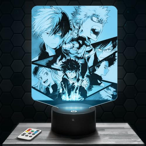 Nachttischlampe - Touch-Nachtlicht Manga Deku All Might Katsuki Endeavor 3D-LED-Lampe Illusion, Geschenkidee Weihnachten Geburtstag Junge und Mädchen Nachttischlampe Kinder- oder Erwachsenenzimmer TOP