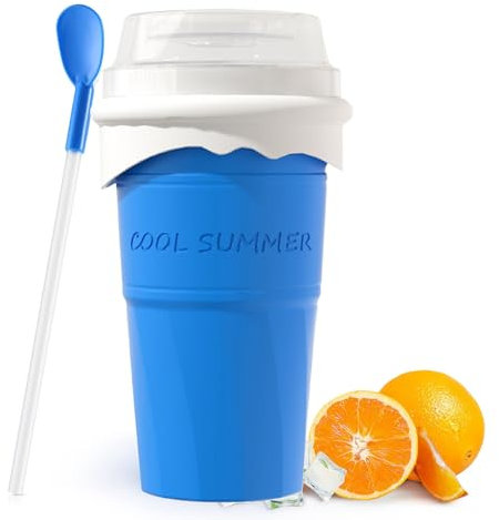 Slushy Maker Cup, DIY Double Layer Silicone Squeeze Cup,Slushie Machine for Children Kids Quick Frozen Smoothies Slushy Ice Cream Maker for Family DIY Homemade (Blue)