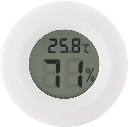 Tyenaza Mini-Hygrometer-Thermometer, Digitaler LCD-Monitor, Temperatur-Außenfeuchtigkeitsmesser, Runder Feuchtigkeits-Temperaturmesser Für Humidore Im Gewächshaus(Weiß)