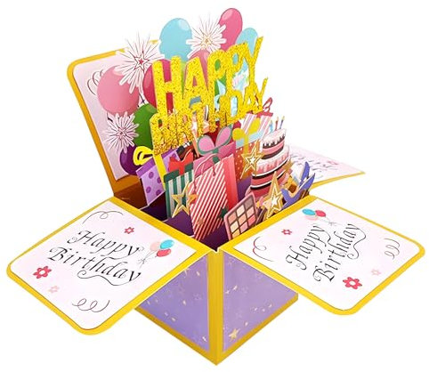 ZSMJAER Biglietto Auguri Compleanno,biglietto pop-up 3D per tutte le occasioni,biglietto di compleanno per genitori,amici e innamorati con busta.