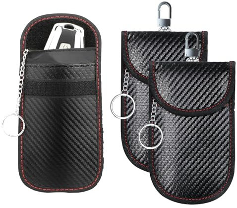 Xanewza Lot de 3 Pochette Étui Anti RFID Clé Voiture, Portable Signal Blocage Faraday Pochette Sac, Protection Antivol Anti Piratage de Télécommande Véhicule(Noir)