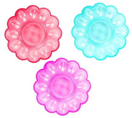 DEARMAMY 3 Uds Platos para Huevos De Pascua: Platos para Huevos Rellenos-9 4 Pulgadas Colores Aleatorios para Servir Huevos Fiestas Cenas