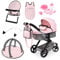 Bayer Design 17030AB Puppenwagen Xeo, Verstellbarer Griff, Schwenkschieber, wandelbar als Jogger, Schlafsack, Hochstuhl, Spielbogen, Puppenzubehör, Rosa, Grau