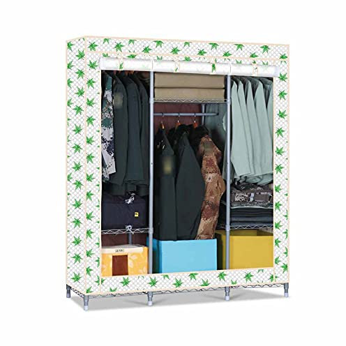 BOKNI Tragbarer Kleiderschrank, Oxford-Stoffschrank mit Kleiderstange, Lagerregale, Stabiler offener Schrank mit Metallrahmen, 170 x 140 x 45 cm (Größe: 170 x 140 x 45 cm)
