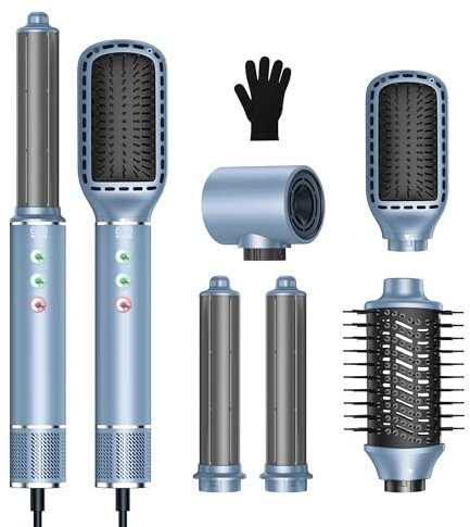 Airstyler 5 in 1 Hair Styler With 110000 U/Min Hochtouriger Motor Haartrockner Warmluftbürste Haarstyler 320 Millions lonic Hair Styler Set Mit Luft Lockenstab, Föhn, Glättbürste, Licht,Leise