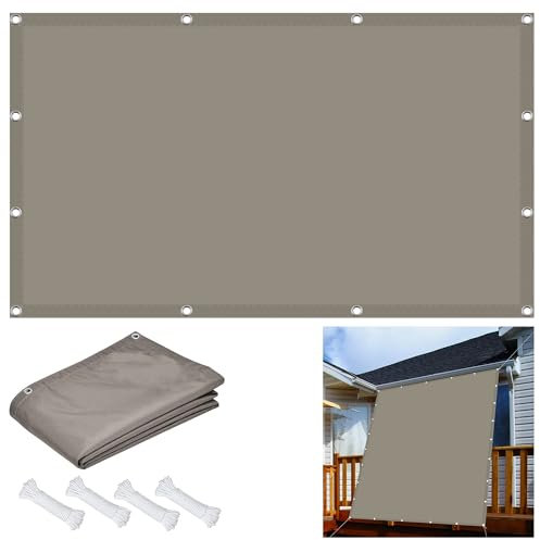 Tenda Parasole Vela Ombreggiante 90 x 260 cm Panno Ombreggiante, Rettangolare Impermeabile con Occhielli, Pes Protezione UV 98%, per Giardino Balcone Terrazza, Tortora